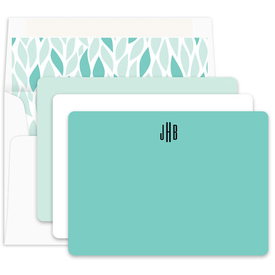 Aqua Mist Flat Note Card Collection - Raised Ink